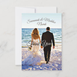 Cartão De Agradecimento Casamento Único De Flor De Praia De Wooden Arbor O