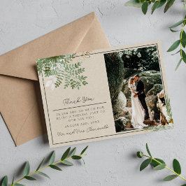 Cartão De Agradecimento Casamento Verde abstrato Watercolor Sage Floral