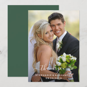 Cartão De Agradecimento Casamento Verde de Cores de Água