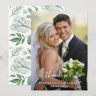 Cartão De Agradecimento Casamento Verde de Cores de Água