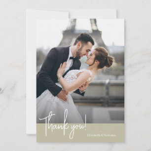 Cartão De Agradecimento Casamento Verde de Sage Chic Elegante