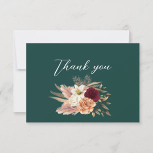 Cartão De Agradecimento Casamento Verde Esmeralda Bordô