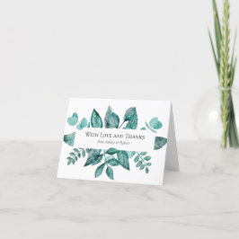 Cartão De Agradecimento Casamento Verde Esmeralda Personalizado de Amor e