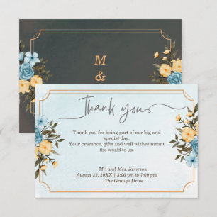 Cartão De Agradecimento Casamento Verde Floral Clorideira Moderno Elegante