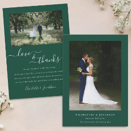 Cartão De Agradecimento Casamento Verde Obrigado Foto Moderna