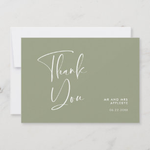 Cartão De Agradecimento Casamento verde senador elegante e moderno