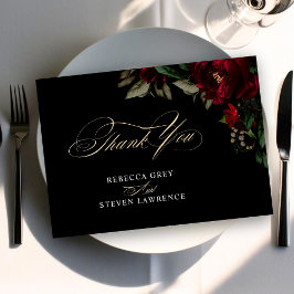 Cartão De Agradecimento Casamento verde-verde-verde-floral verde-esverdead