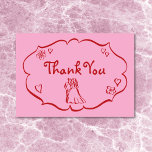 Cartão De Agradecimento Casamento Vermelho Cor-de-rosa Retrato Whimsical<br><div class="desc">Diga "eu faço" com um toque de charme! Nosso cartões de agradecimentos de casamento, estilo rabisco, desenhado à mão, dá o tom perfeito para o seu grande dia. Com um fundo cor-de-rosa macio e esboços vermelhos lúdicos de essências de casamento - bolos, anéis, pombos e corações - este convite está...</div>