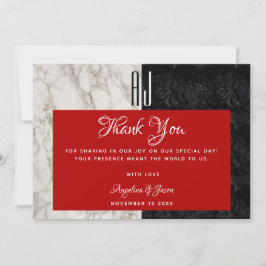 Cartão De Agradecimento Casamento Vermelho Moderno