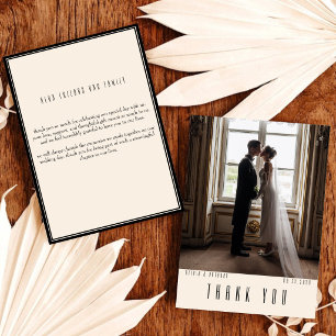 Cartão De Agradecimento Casamento Vertical com Foto Simples e Moderno de D