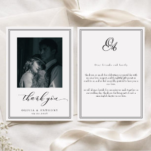 Cartão De Agradecimento Casamento Vertical de Foto com Dinheiro Antigo Ele