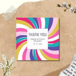 Cartão De Agradecimento Casamento Vibrante Moderno de Swirl