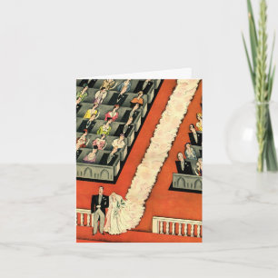 Cartão De Agradecimento Casamento vintage, Art Deco Bride e Groom Recentem