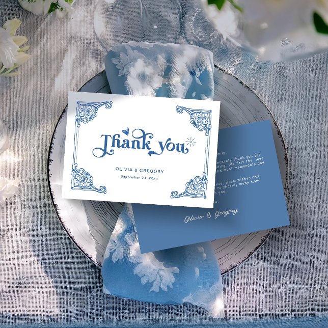 Cartão De Agradecimento Casamento Vintage Chinoiserie Antiquedas (Criador carregado)