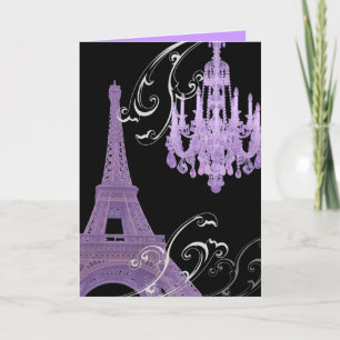 Cartão De Agradecimento Casamento vintage com lustre da Torre Eiffel de Pa