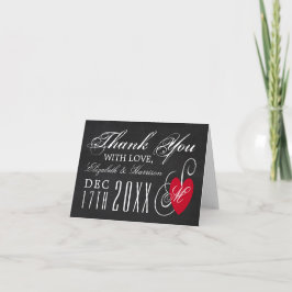 Cartão De Agradecimento Casamento Vintage Fancy Heart - Quadro Negro