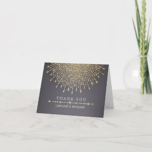 Cartão De Agradecimento Casamento vintage Glam gold glitter deco obrigado