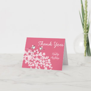 Cartão De Agradecimento Casamento Vintage Lovebird Flor de Cerejeira Agrad