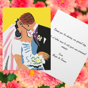 Cartão De Agradecimento casamento vintage, noiva e noiva, recém-casados b