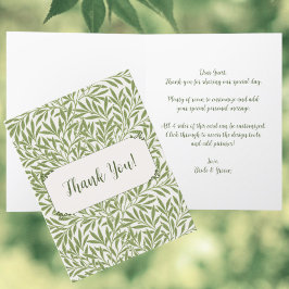 Cartão De Agradecimento Casamento Vintage, Padrão de Folhas de Salgueiro V