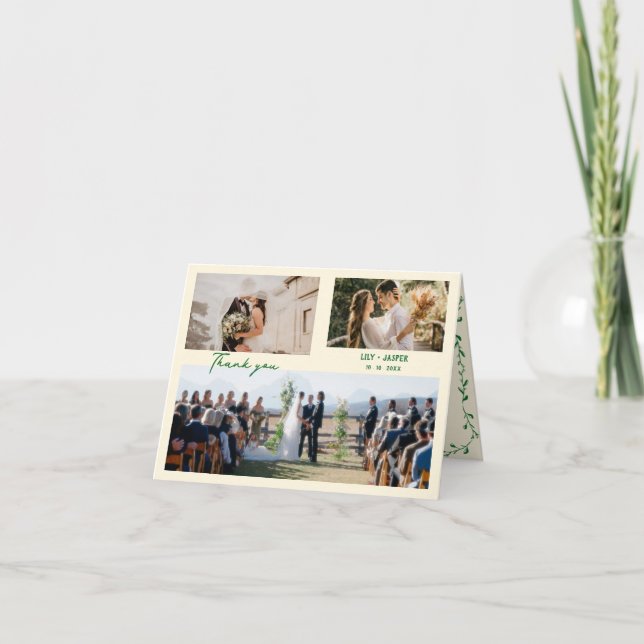 Cartão De Agradecimento Casamento Whimsical Green Mediterranean (Frente)