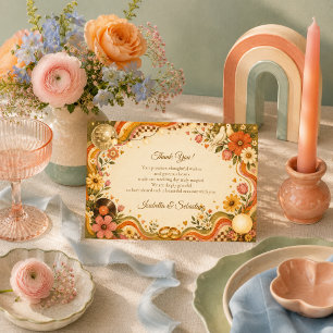 Cartão De Agradecimento Casamento Whimsical Retro Disco