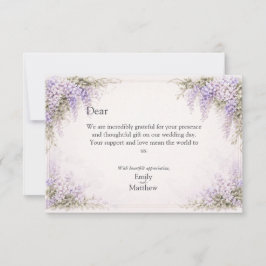 Cartão de Agradecimento Casamento Wisteria Regênci