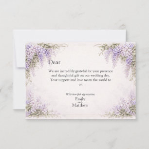 Cartão de Agradecimento Casamento Wisteria Regênci