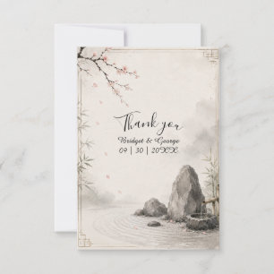 Cartão De Agradecimento Casamento Zen Sakura Harmonia Botânica