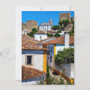 Cartão De Agradecimento Casas Tradicionais de Telhado Vermelho Portugal