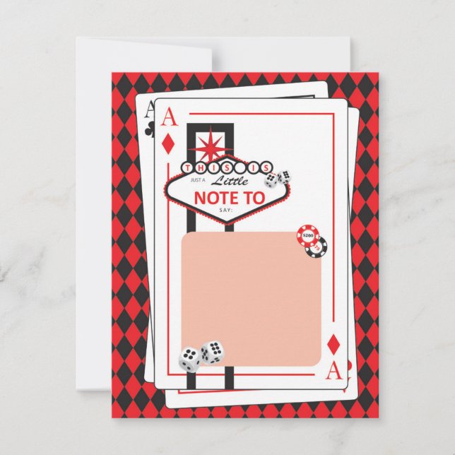 Cartão De Agradecimento Casino / Las Vegas Night - Adulto Party - Obrigado (Frente)