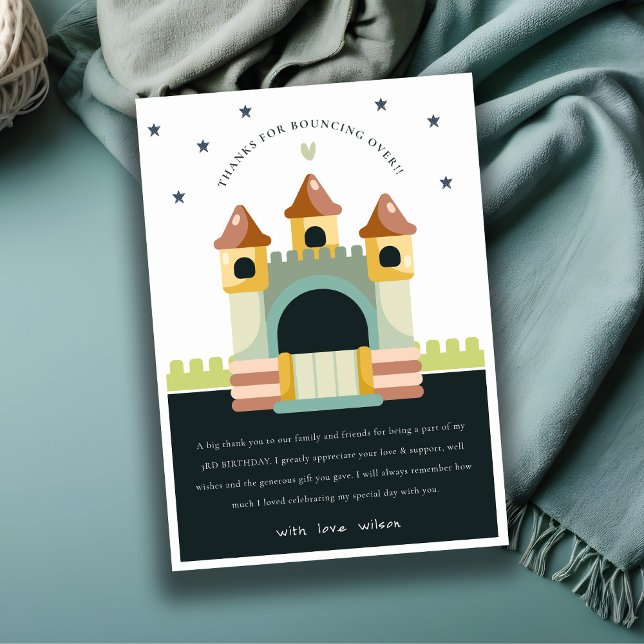 Cartão De Agradecimento Castelo de Saltos Pastel Aniversário Infantil Salt (Criador carregado)