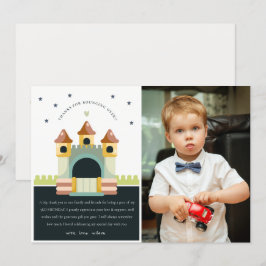 Cartão De Agradecimento Castelo Inflável Pastel Festa de Aniversário Infan