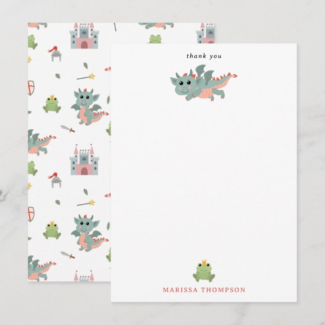 Cartão De Agradecimento Castelo Medieval Dragon Knights Fairytale (Frente/Verso)