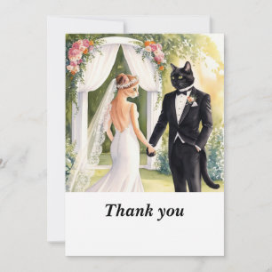 Cartão De Agradecimento Cat Bride e Groom no dia do casamento