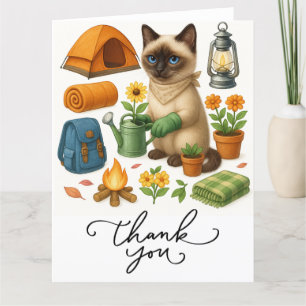 Cartão De Agradecimento Cat Camping temático