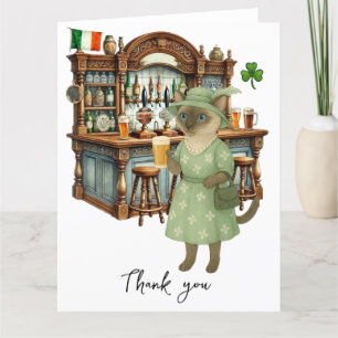Cartão De Agradecimento Cat é cerveja de bebendo em Irish Pub