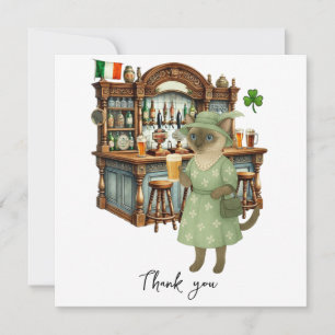 Cartão De Agradecimento Cat é cerveja de bebendo em Irish Pub