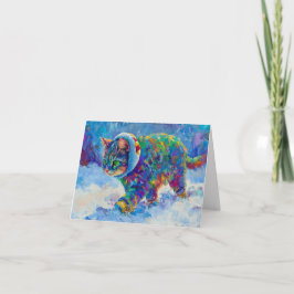 Cartão De Agradecimento Cat in Snow Wearing Ear Muffs