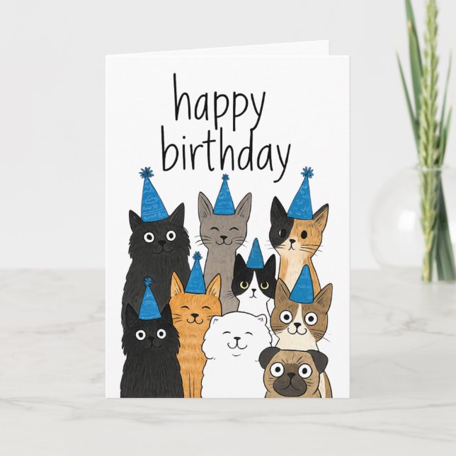 Cartão De Agradecimento Cat Lover Cards - Cat Party Birthday Card (Frente)