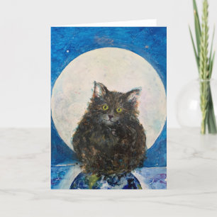 Cartão De Agradecimento Cat Moon Earth Tabby Maureen Girard Whimsic