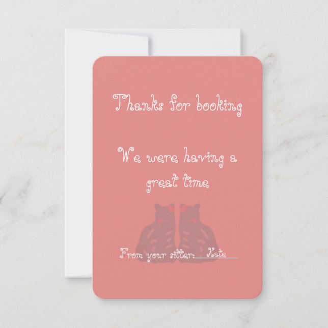 Cartão De Agradecimento Cat/Pet Sitter's Thank You Card (Frente)