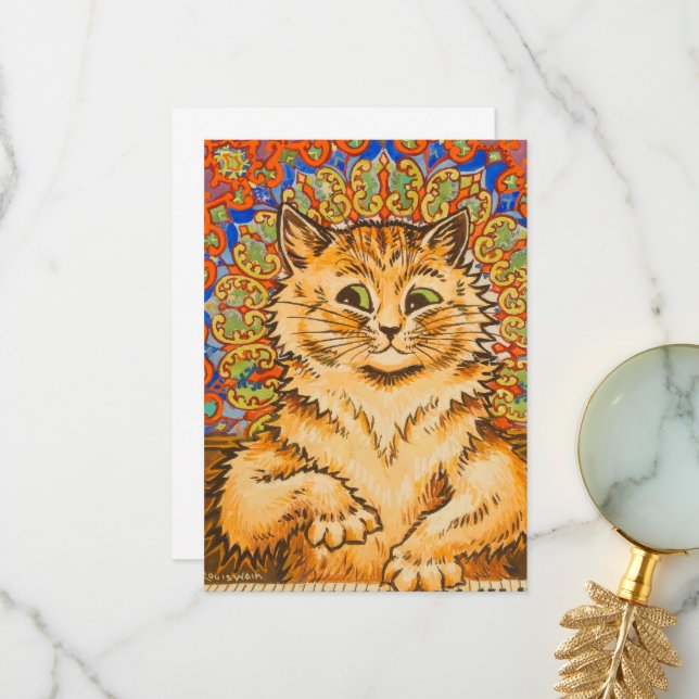 Cartão De Agradecimento Cat tocando piano por Louis Wai (Frente/Verso In Situ)