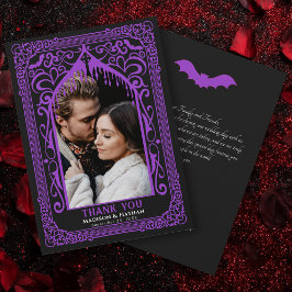 Cartão De Agradecimento Catedral de Vampiros Góticos Púrpura Foto Casament