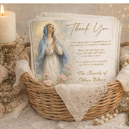 Cartão De Agradecimento Catholic Funeral Memorial Blessed Virgin Mary 