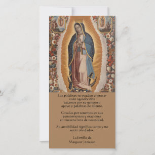 Cartão De Agradecimento Católica Guadalupe Condolências funerárias Espa