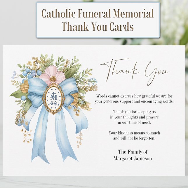 Cartão De Agradecimento Católica Mary Floral Simpatia de Condolência Funer (Criador carregado)