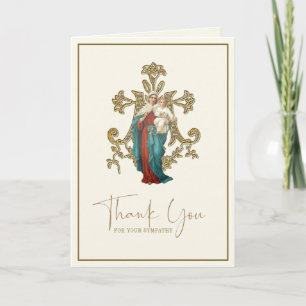 Cartão De Agradecimento Católico Funeral de Jesus Maria Condolências
