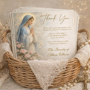 Cartão De Agradecimento Católico Funeral Memorial Mãe Abençoada Maria