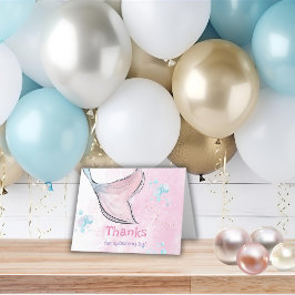 Cartão De Agradecimento Cauda de sereia em aquarela rosa e roxa